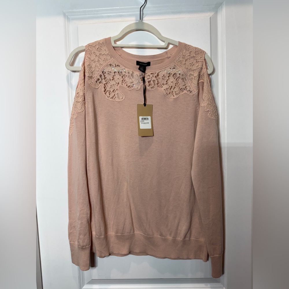 Women’s Halogen Lace Detail Cold Shoulder Sweater- Size XL